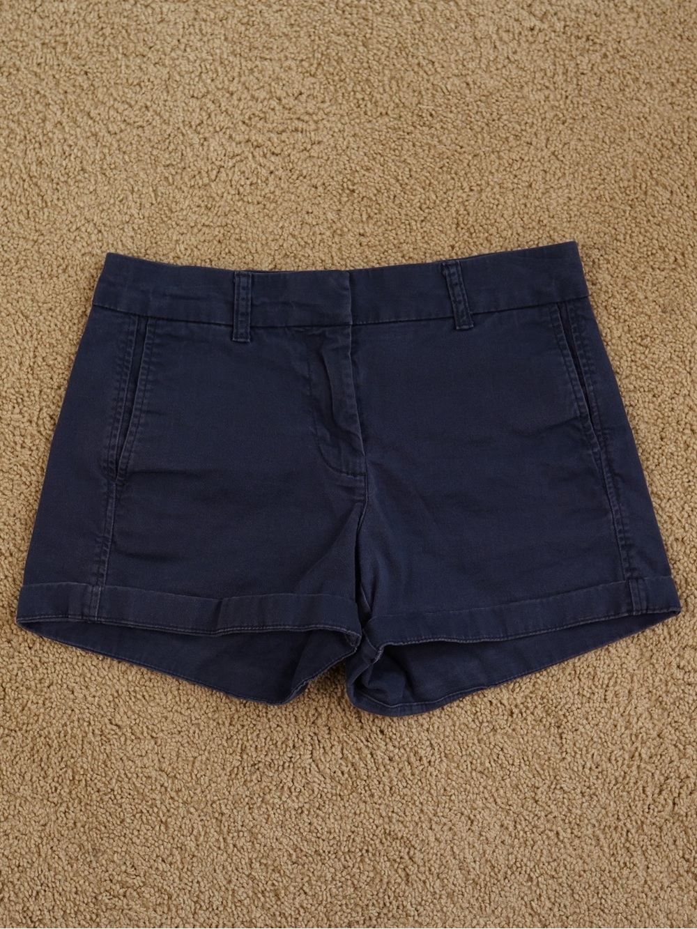 J. Crew Navy High-Rise Cuffed Cotton Shorts